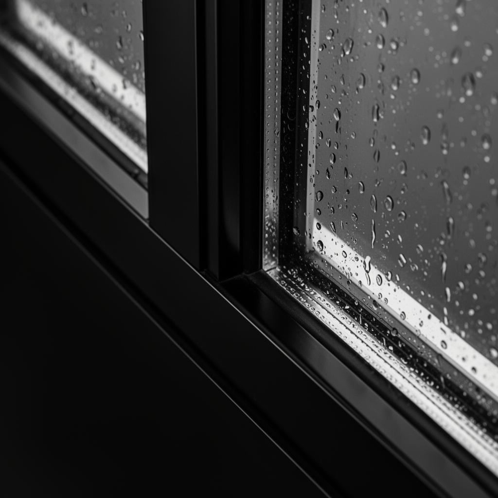 Black steel window frame detail